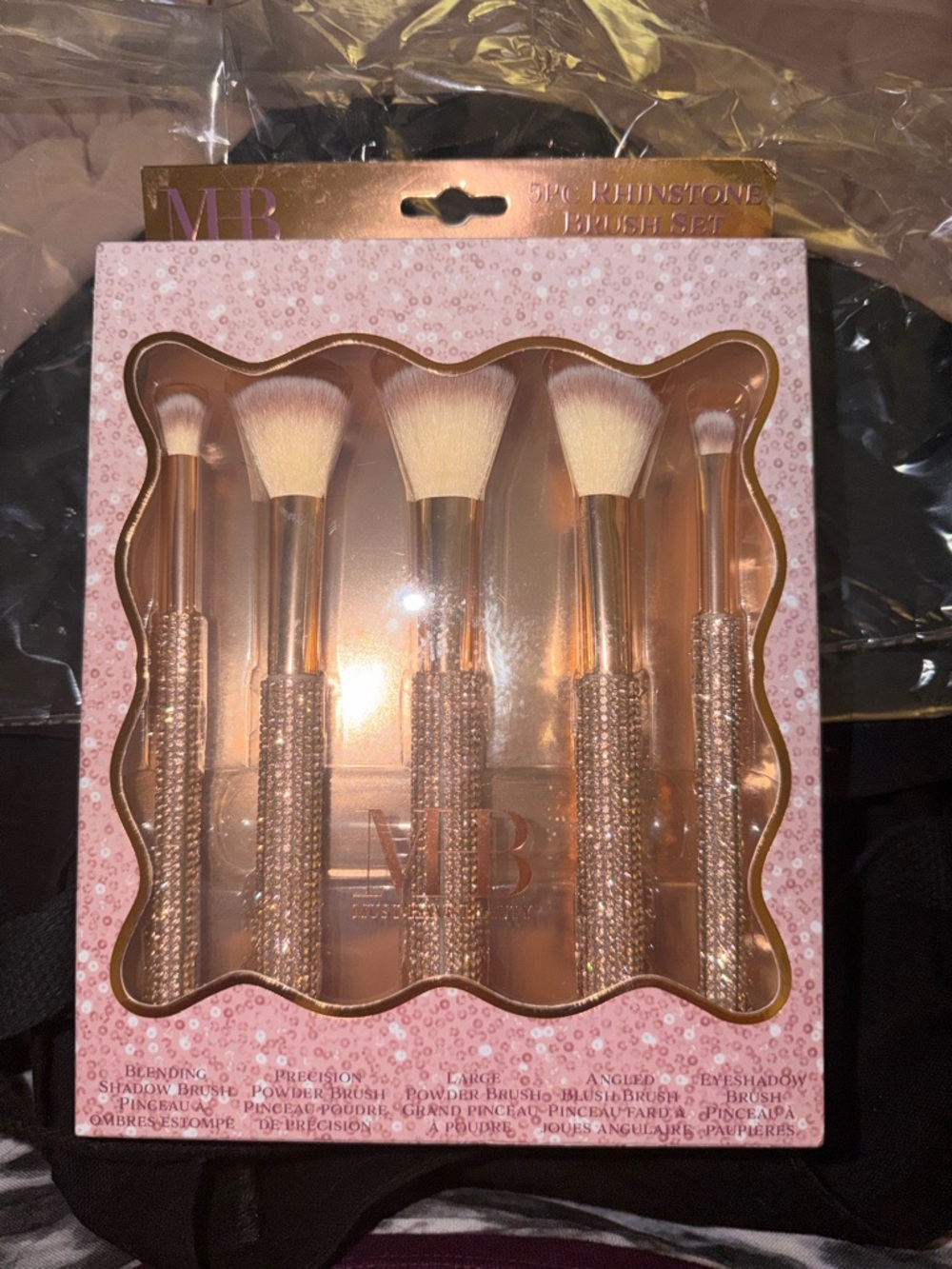 MB Rhinestone Makeup Brush Set - Rose Gold Handle